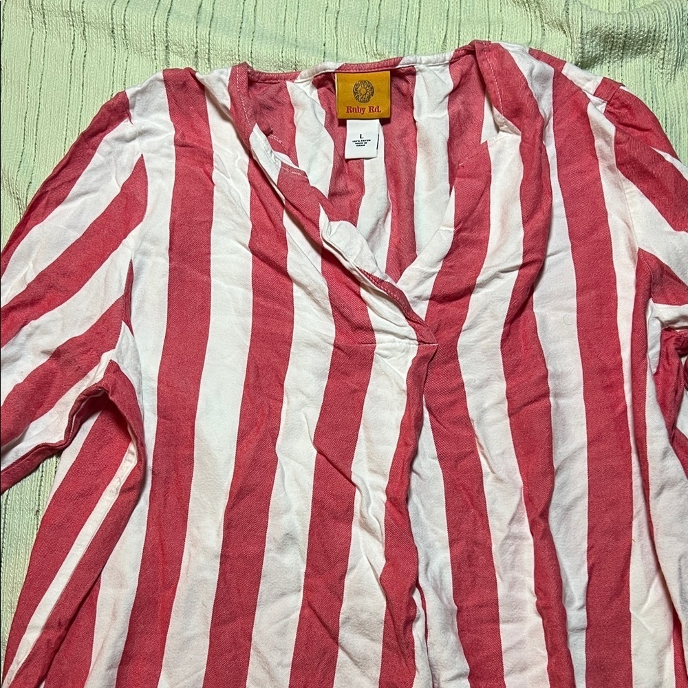 Ruby Rd. Red and White Striped Blouse